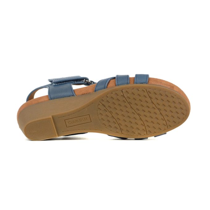 Cobb Hill Women's Helin Denim Blue Leather Wedge Sandals - Image 4