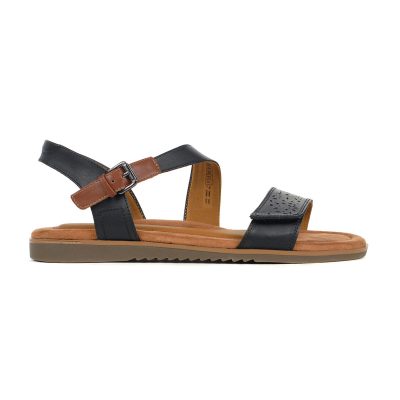 Cobb Hill Women's Zion 2 Piece Black Leather Sandals CJ0730