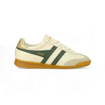 Gola Women's Torpedo Leather Off White/Evergreen/Gold Sneakers CLB622XN