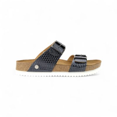 Haflinger Unisex Andrea Black Pearl Leather Sandals 819016.BLACK
