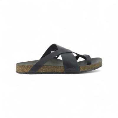Haflinger Unisex Jackie Black Leather Sandals 819418.BLACK