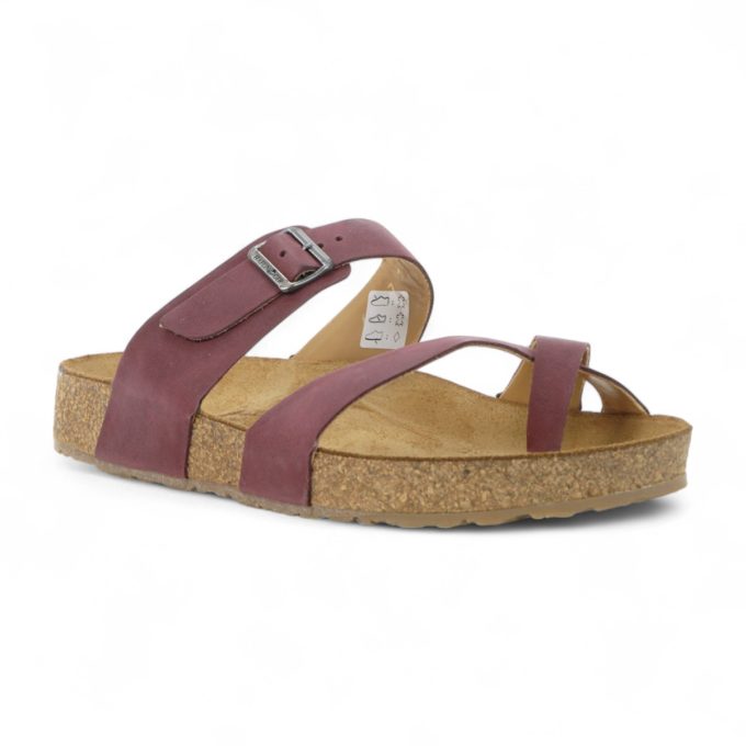 Haflinger Unisex Juno Burgundy Leather Sandals 819079.BURDEOS - Image 2