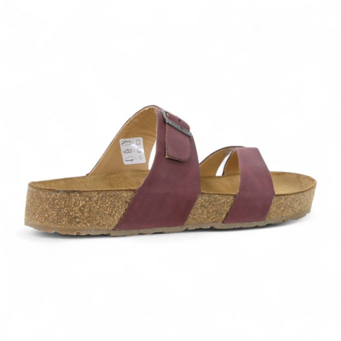 Haflinger Unisex Juno Burgundy Leather Sandals 819079.BURDEOS - Image 3