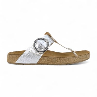 Haflinger Unisex Round Buckle Corrina Silver Leather Sandals 819075.ARGENTO