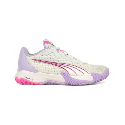 Puma Women's Nova Elite Silver Mist/White/Vivid Violet Court Shoes 10778501