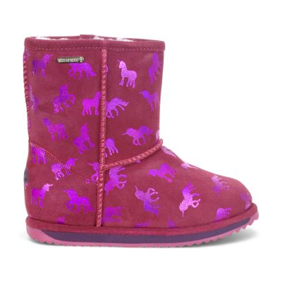Emu Australia Petites Chaussons Licorne Arc-en-ciel Rose Foncé pour Enfants K12373.DEPI