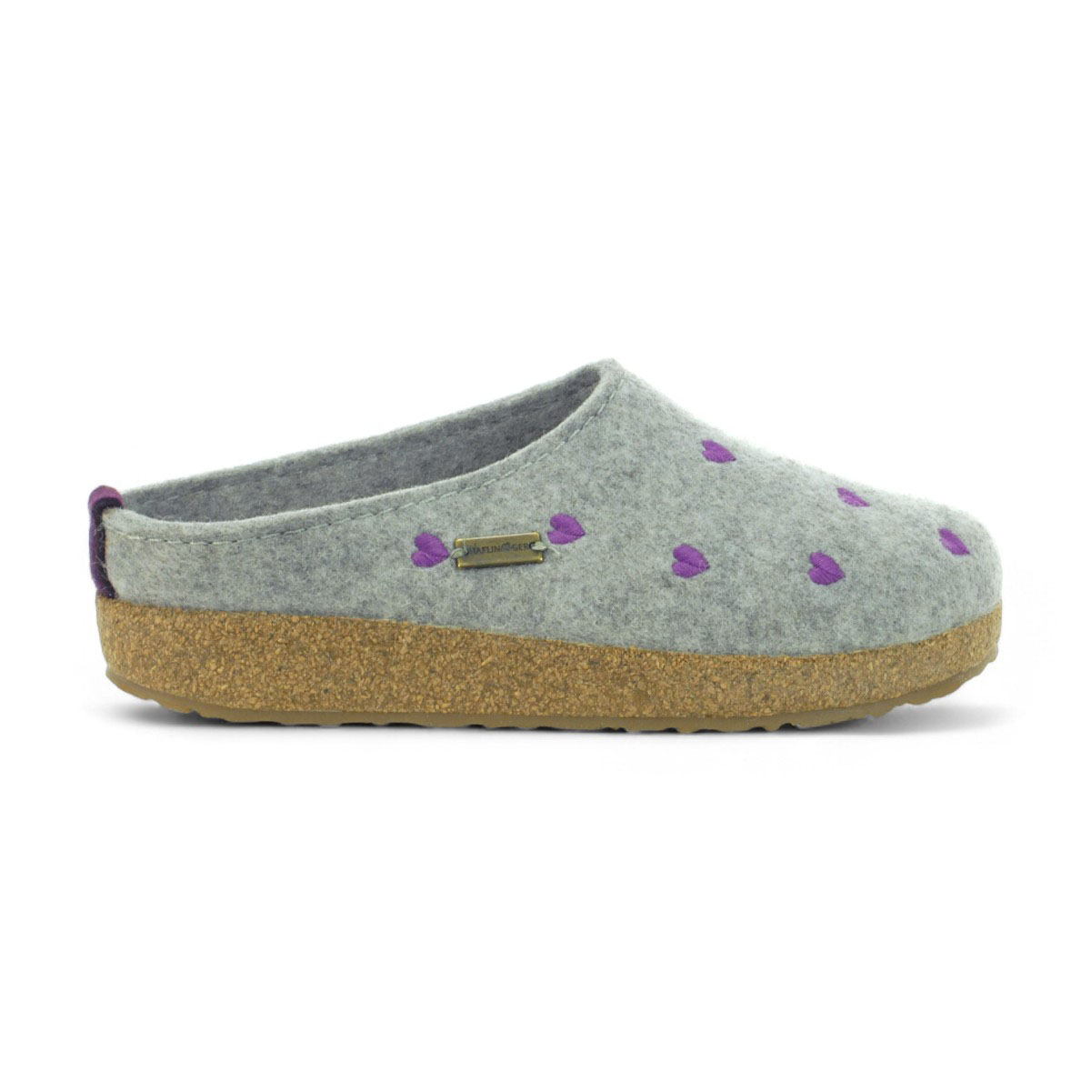 Chaussons unisexes Haflinger Cuoricini gris argenté 741031.SILVERGREY