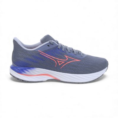 Chaussures de course Mizuno Wave Inspire 21 pour femmes, coloris bleu granit/corail éclatant, référence 411493.5N19