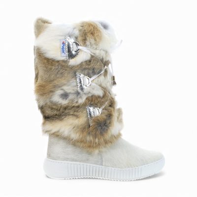 Bottes d'hiver Pajar Juliana pour femmes, blanches et beiges, en fourrure.