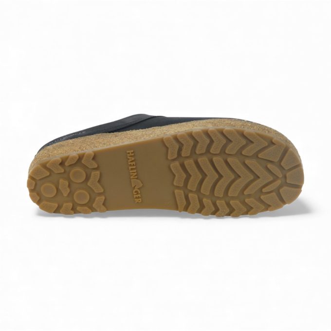 Haflinger Unisex Malmo Black Smooth Leather Slippers 810200.BLACK - Image 4