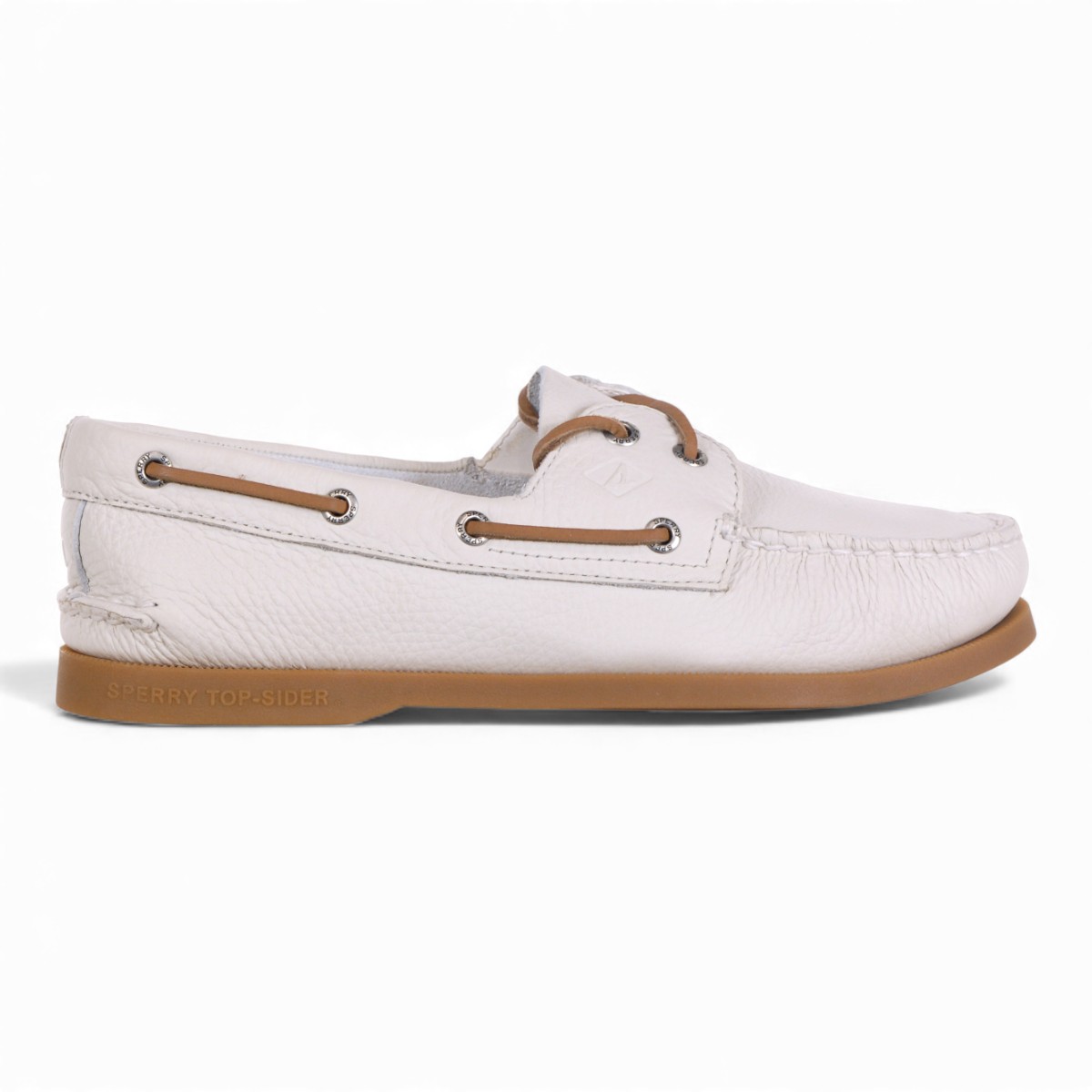 Sperry Men's Authentic Original 2-Eye White Leather Pull Up Boat Shoes