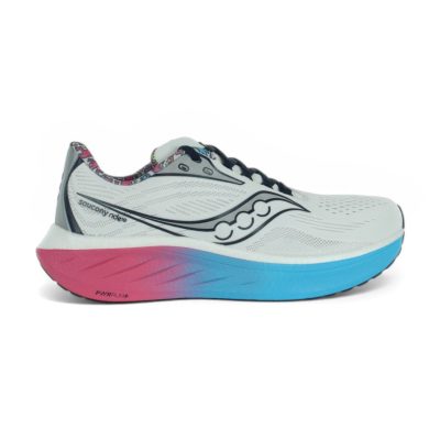 Saucony Men's Ride 18 White/Aqua/Pink Running Shoes S21000-350