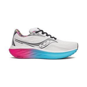 Saucony Men’s Ride 18 White/Aqua/Pink Running Shoes S21000-350