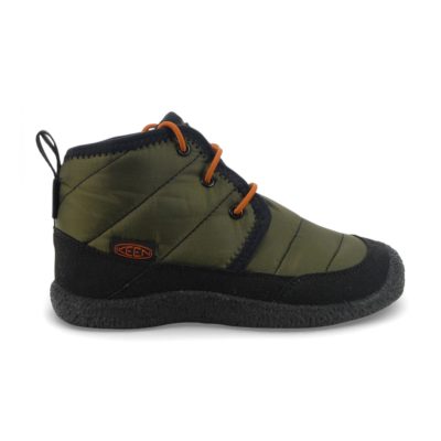 Keen Little Kids Howser II Dark Olive/Gold Flame Waterproof Chukka Boots 1029433