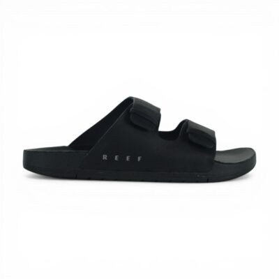 Reef Men's Ojai Two Bar Black Leather Slides CJ5970