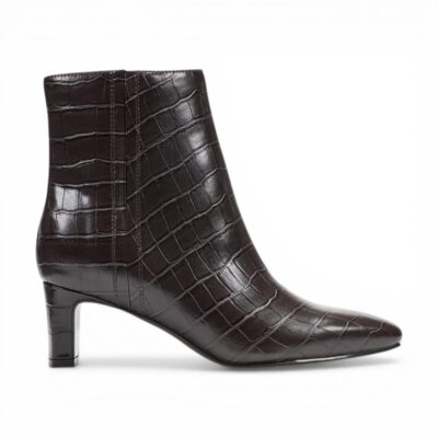 Rockport Women's Marisa3 Dark Brown Croco Leather Heeled Boots