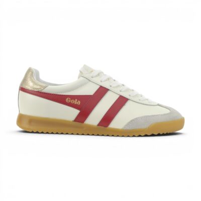 Gola Women's Torpedo Leather Off White/Deep Red/Gold Sneakers CLB622RY