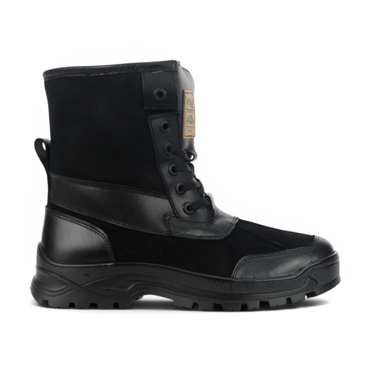 Bottes d'hiver Pajar Clermont G pour homme, en daim noir avec semelles antidérapantes.