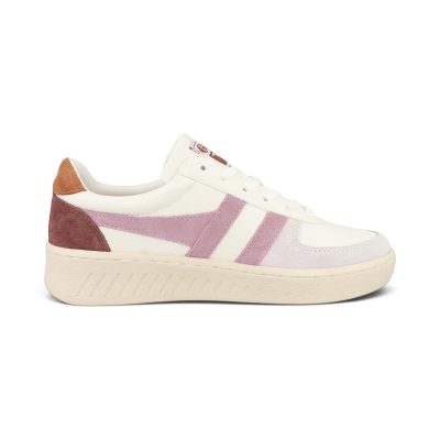 Baskets Gola Grandslam Trident pour femmes, coloris blanc/bonbon/moody, référence CLA415HK