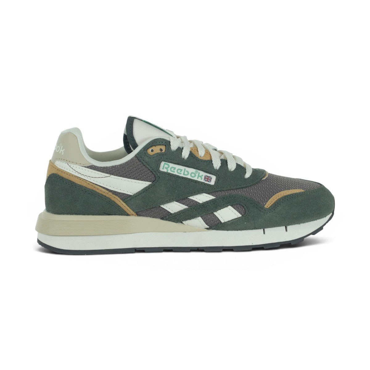 Baskets Reebok Classic Nylon 89 pour homme, coloris vert grenat/gris/craie, référence 100242204