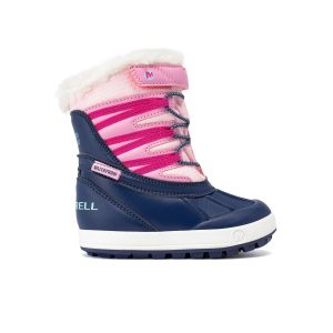 Bottes d'hiver imperméables Merrell Snow Bank 5.0 pour tout-petits, bleu marine/rose, MF25FF7