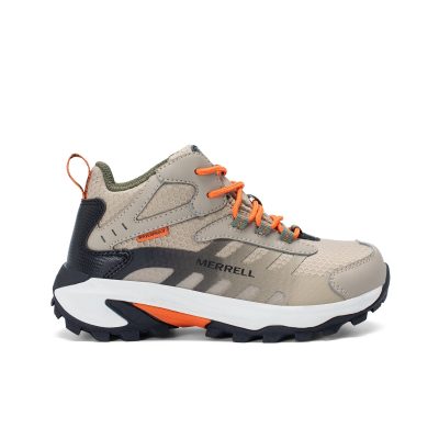 Merrell Big Kids Moab Speed 2 Mid Black/Tan Waterproof Shoes MK126A03