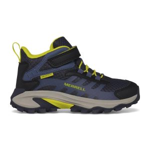 Chaussures imperméables Merrell Moab Speed 2 Mid A/C bleu marine/haute visibilité pour enfants (MK267543)