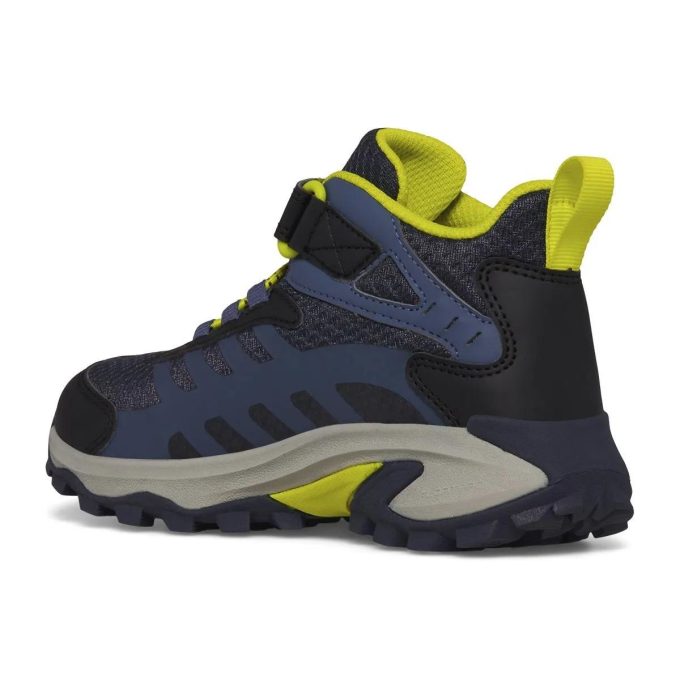 Chaussures imperméables Merrell Moab Speed 2 Mid A/C bleu marine/haute visibilité pour enfants (MK267543)
