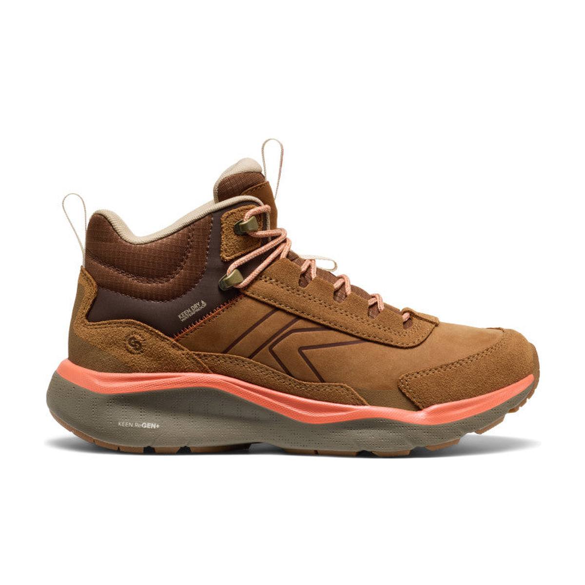 Bottes de randonnée Keen Leiki pour femmes, mi-hautes, en cuir, couleur écureuil/bison, imperméables, référence 1031190