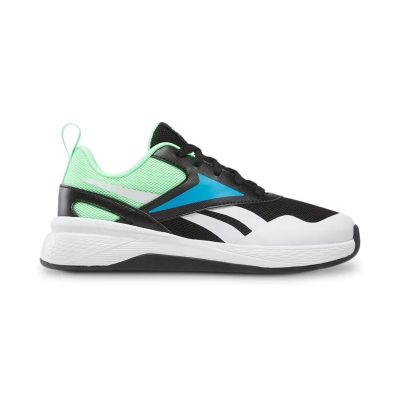 Reebok Kids Nano Play Black/Green Glow/Future Cyan Slip-On Sneakers 100231995