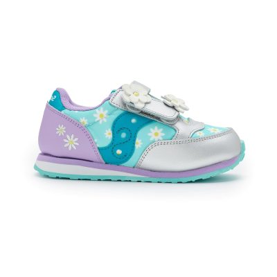 Baskets Saucony Baby Jazz pour tout-petits, fermeture à scratch, argent/turquoise SYF25LL4
