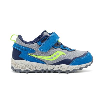 Saucony Big Kids Peregrine KDZ A/C Shield Grey/Blue Trail Running Shoes SY126G03