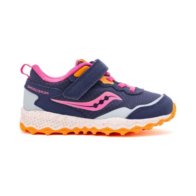 Saucony Big Kids Peregrine KDZ A/C Shield Navy/Pink Trail Running Shoes SY126G04
