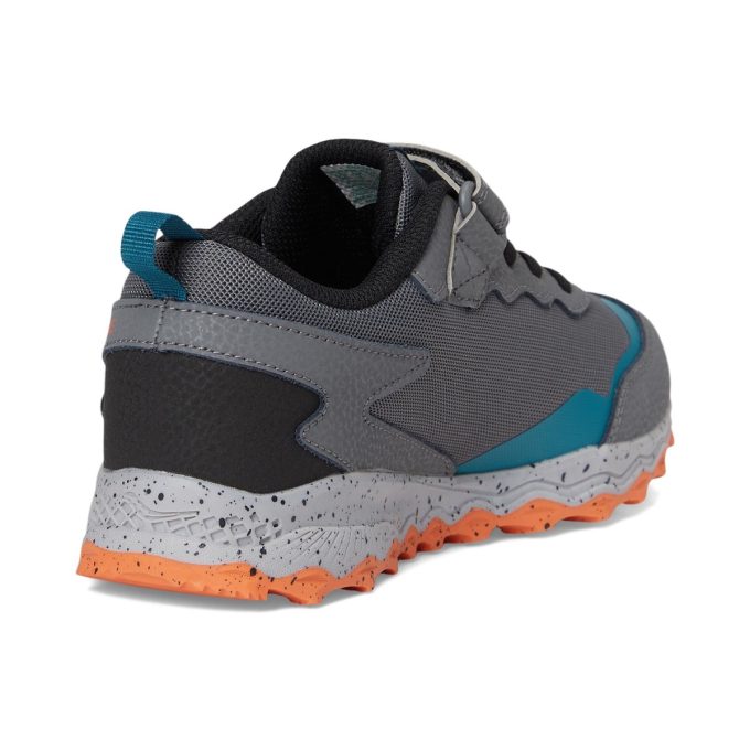 Saucony Big Kids Peregrine KDZ A/C Shield (Wide) Grey/Teal Trail Running Shoes SYF25GG3