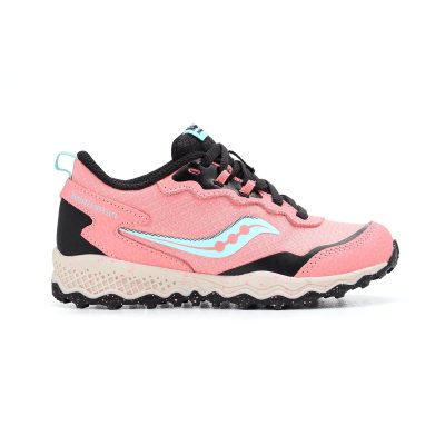 Saucony Big Kids Peregrine KDZ Shield Pink/Black Trail Running Shoes SY126G02