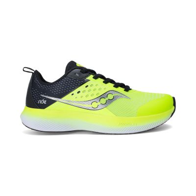 Chaussures de course Saucony Ride KDZ pour enfants (grandes tailles), vert citron/noir, SY126C01