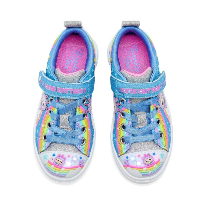Skechers Little Kids Twinkle Toes Twinkle Sparks - Rainbow Critters Blue/Multi Light-Up Sneakers 314475L.BLMT