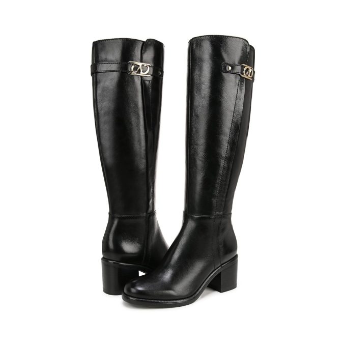 Naturalizer Fannie Black Leather Knee High Boots J2380L2201